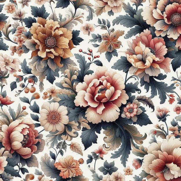 PSD des fleurs magnifiques et colorées, un motif sans couture.