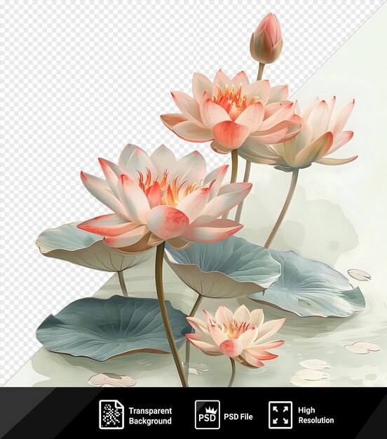 PSD les fleurs de nénuphar et les feuilles d'aquarelle éléments floraux aquarelles fleurs aquarelles peintures aquarelles aquarelles eau png psd