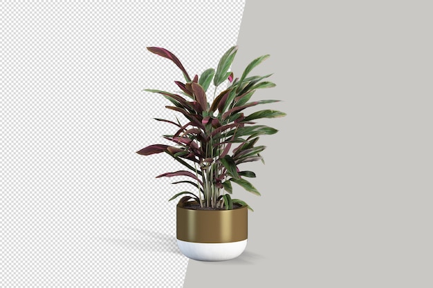 Fleurs de plantes en pot en rendu 3D isolé