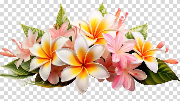 PSD des fleurs de plumeria sur un fond transparent