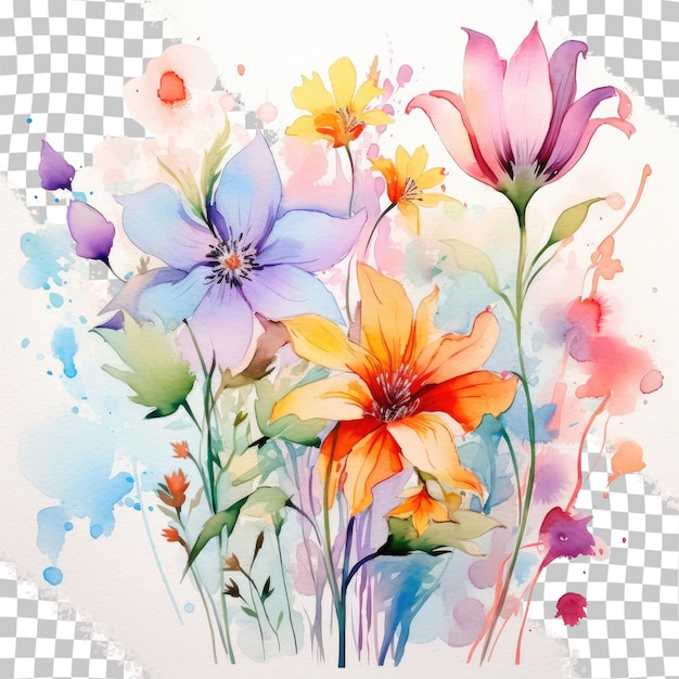 PSD fleurs de printemps à l'aquarelle