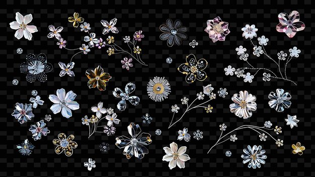 Des Fleurs De Rhinestone étincelantes éparpillées Effet De Collage Floral Y2k Texture Forme Art De Décoration D'arrière-plan