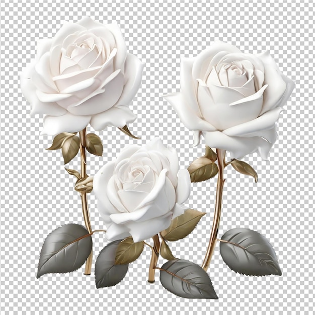 PSD des fleurs de roses isolées sur un fond transparent