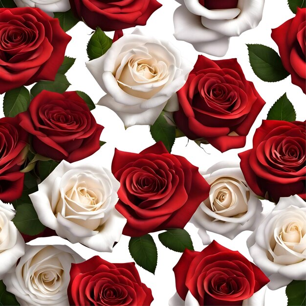 PSD des fleurs de roses rouges et blanches