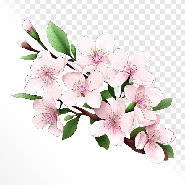 PSD des fleurs de sakura vert rose sans arrière-plan