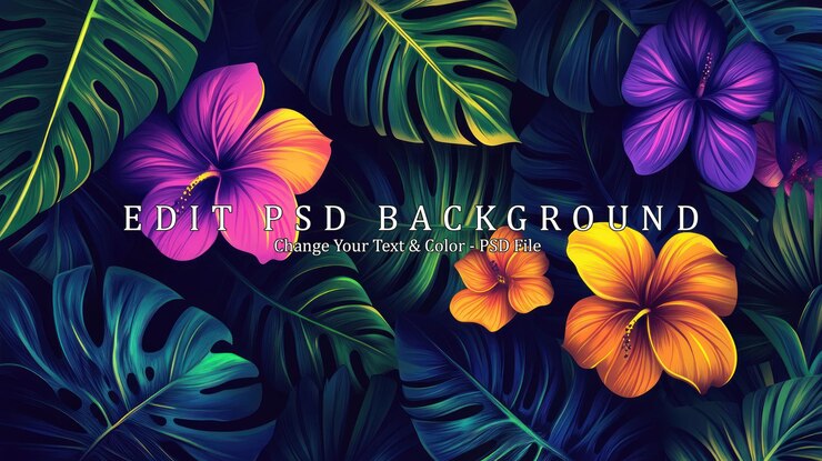 PSD des fleurs tropicales en arrière-plan