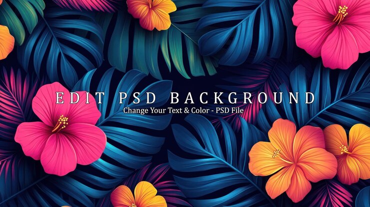 PSD des fleurs tropicales vibrantes