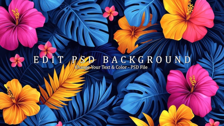 PSD des fleurs tropicales vibrantes