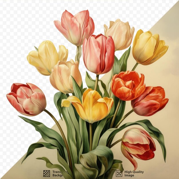 PSD des fleurs de tulipes emballées ensemble