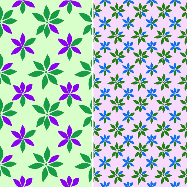 Fleurs Violettes En Vert Et Violet