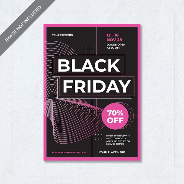 Fleyr-Poster für den Verkauf am Schwarzen Freitag mit rosa Hintergrund und schwarz-rosa Designlinie