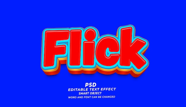 Flick 3d Editável Efeito de Texto Photoshop Estilo PSD