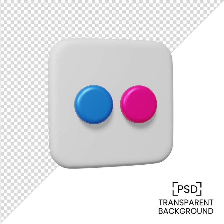 PSD flickr social media 3d render ilustración aislada