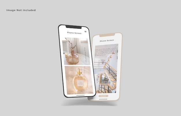 Fliegen zwei Smartphone-Bildschirm Mockup