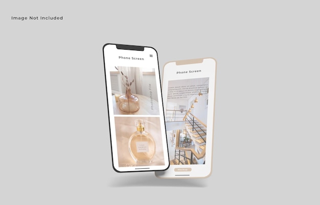 Fliegen zwei smartphone-bildschirm mockup