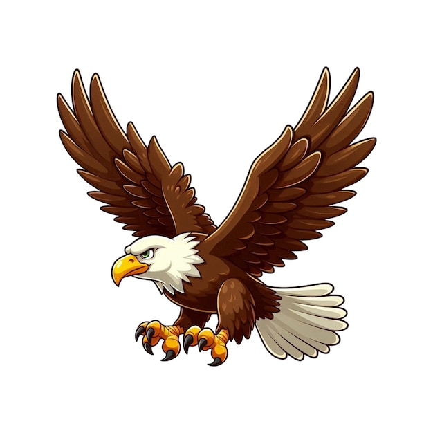 Fliegender Adler-Cartoon auf weißem Hintergrund