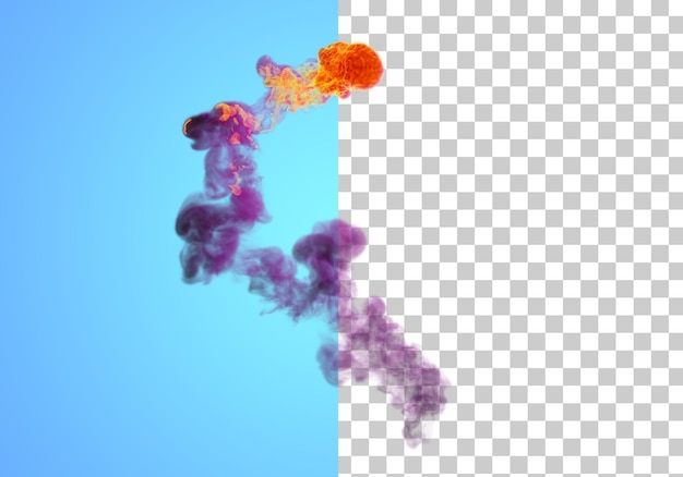 Fliegender feuerball mit rauch realistisches feuer nukleare explosion feurige flamme 3d-rendering