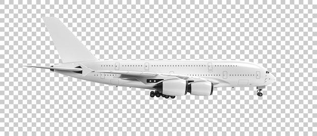 Fliegendes Flugzeug auf transparentem Hintergrund 3D-Darstellung