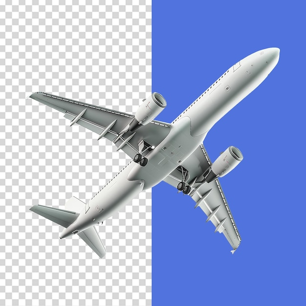 Fliegendes Flugzeug isoliert auf durchsichtigem Hintergrund