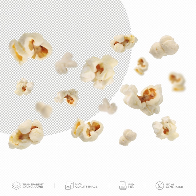 Fliegendes Popcorn auf durchsichtigem Hintergrund png
