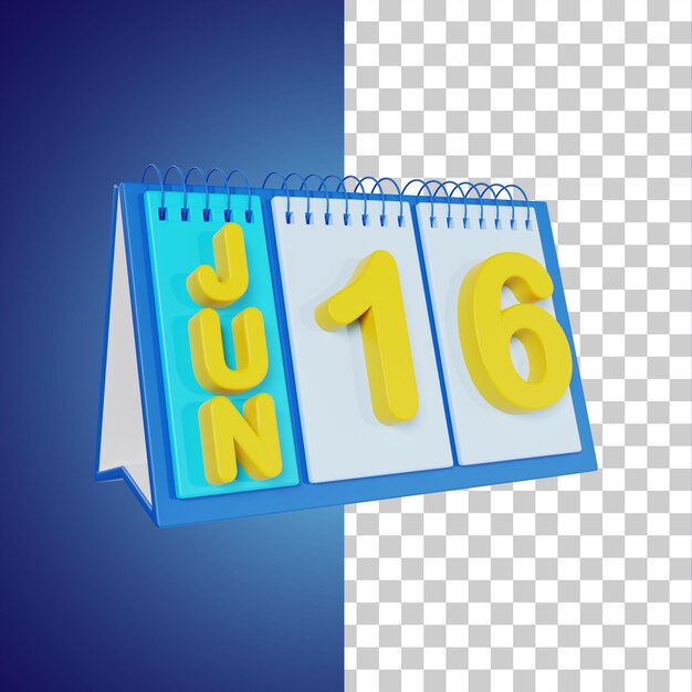Flip Desk Calendar 16 de junio Ilustración 3D
