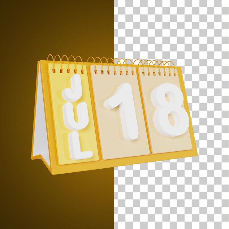 PSD flip desk calendar 18 de julio ilustración 3d