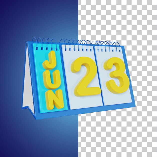 Flip Desk Calendar 23 de junio Ilustración 3D