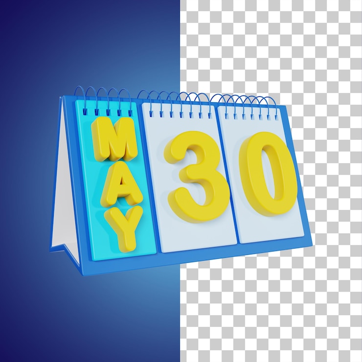 PSD flip desk calendar 30 de mayo ilustración 3d