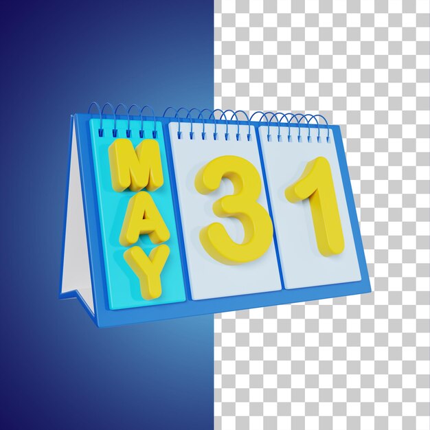 PSD flip desk calendar 31 de maio ilustração 3d