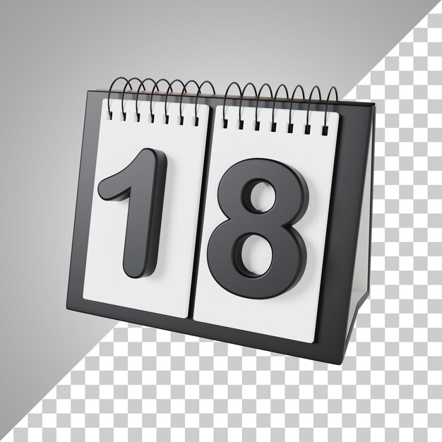 Flip Desk Calendar Jour 18 Du Mois Rendu 3d