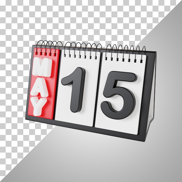 PSD flip desk kalender 15. mai 3d-rendering