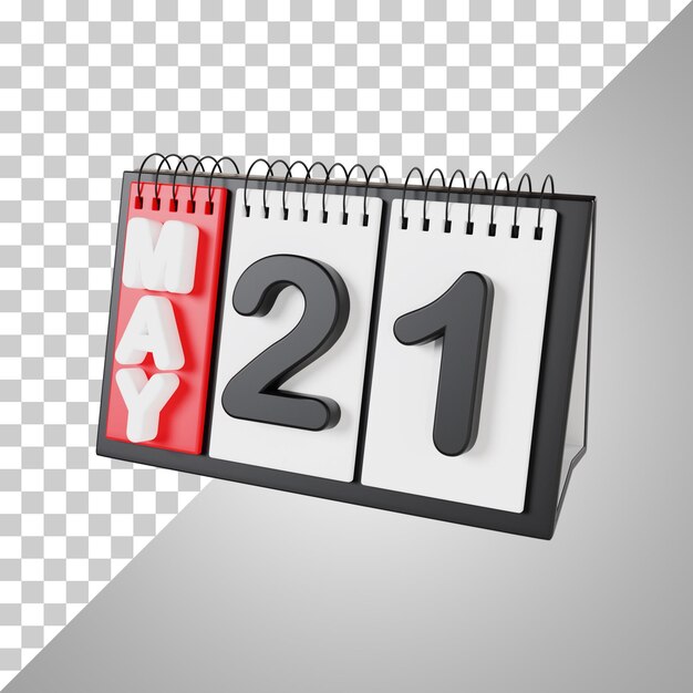 Flip desk kalender 21. mai 3d-rendering