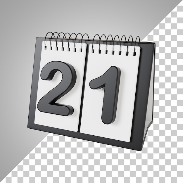 PSD flip desk kalender tag 21 des monats 3d-rendering