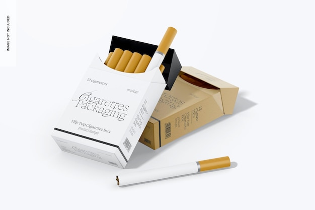 Flip Top Zigarettenschachteln Mockup gelehnt