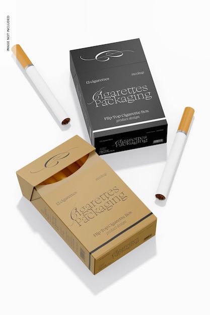 Flip Top Zigarettenschachteln Mockup, geschlossen