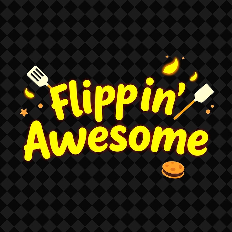PSD flippin awesome texto brillante brilla en amarillo y rojo con sh png inspirado en decoración de alimentos de neón