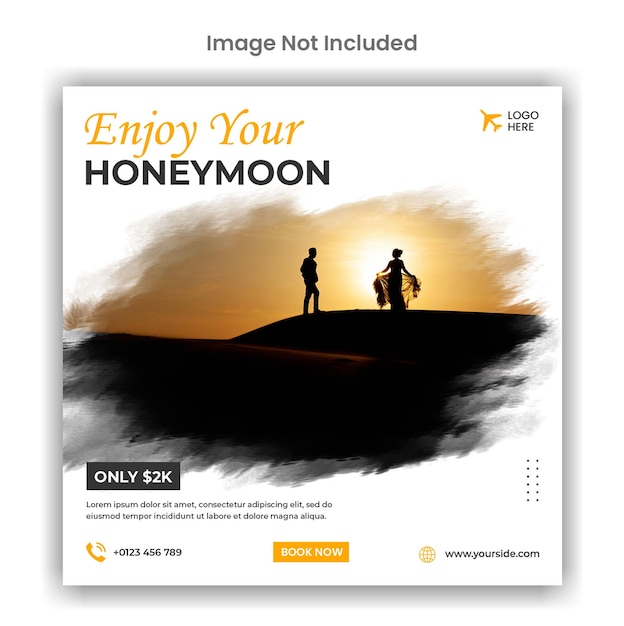 Flitterwochen-Social-Media- oder Instagram-Post-Template-Design