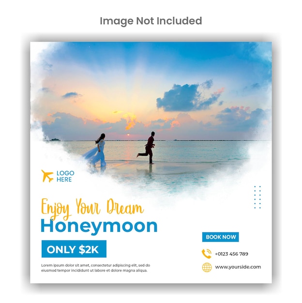 Flitterwochen-Social-Media- oder Instagram-Post-Template-Design