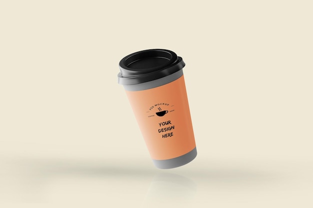 Floating Coffee Cup Mockup mit anpassbarem Design