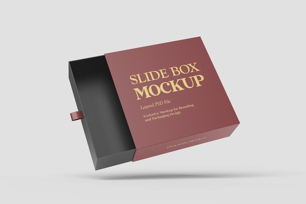 PSD floating of square slide box mockup