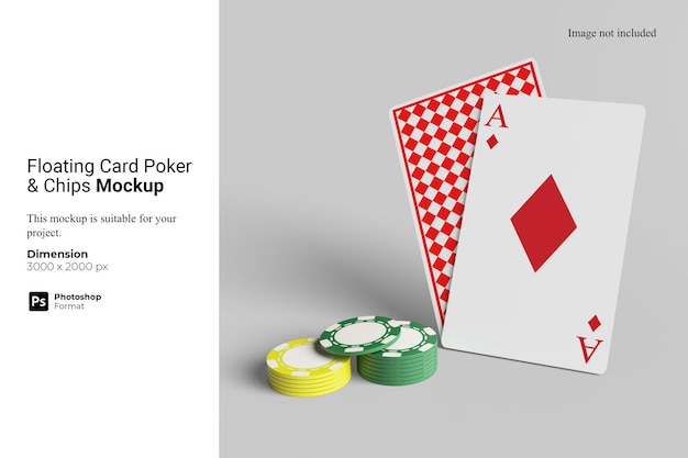 Floating Poker Card Chips Mockup