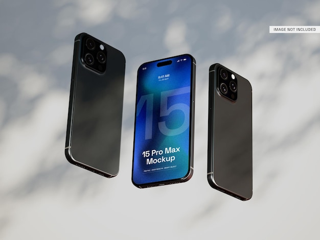Floating Smartphone 15 Pro Max Mockup