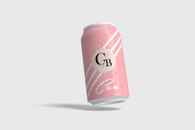 Floating soda can mockup