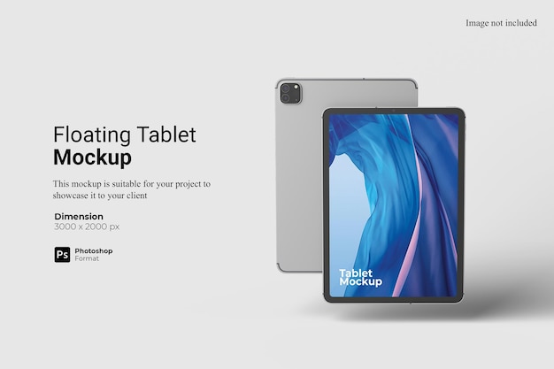 Floating tablet mockup 3d-rendering isoliert