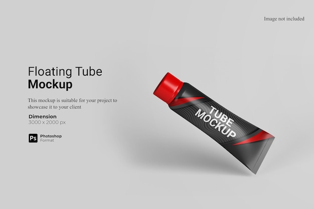 PSD floating tube mockup design rendering