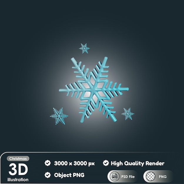 PSD floco de neve de natal 3d