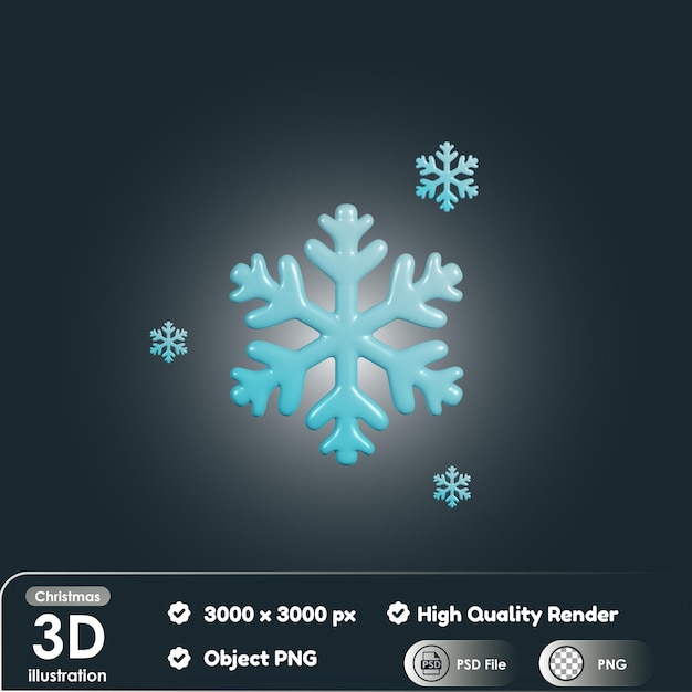 PSD floco de neve de natal 3d