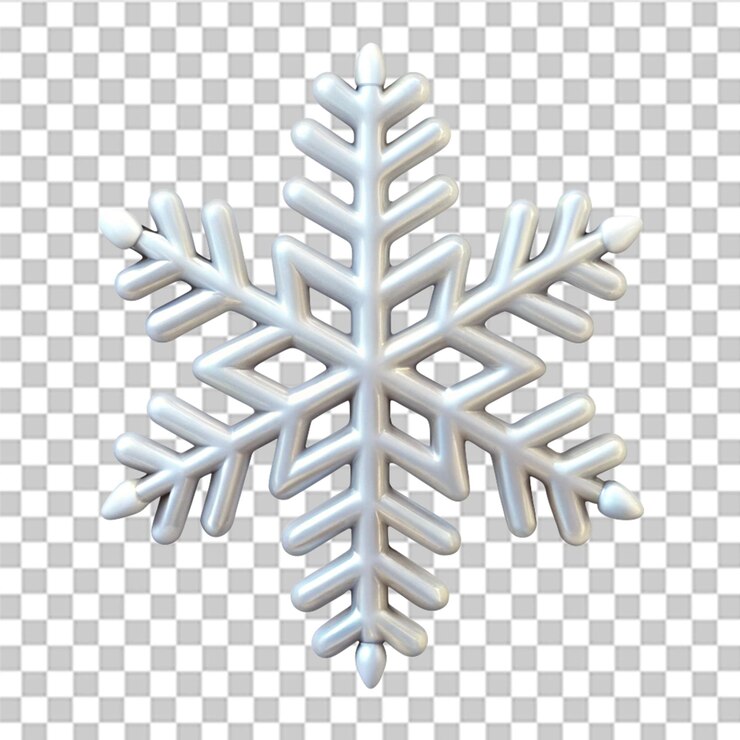PSD floco de nieve minimalista blanco y brillante aislado sobre un fondo transparente
