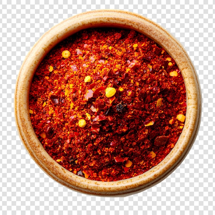 PSD flocos de chile rojo en un cuenco condimento picante ingrediente fotografía de comida