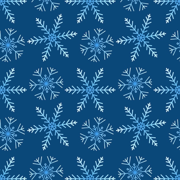 Flocos de neve de gradiente azul em fundo azul repetindo padrão raster